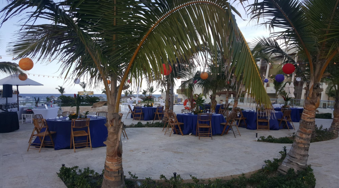 Pool Deck Wedding Setup — Dreams Onyx