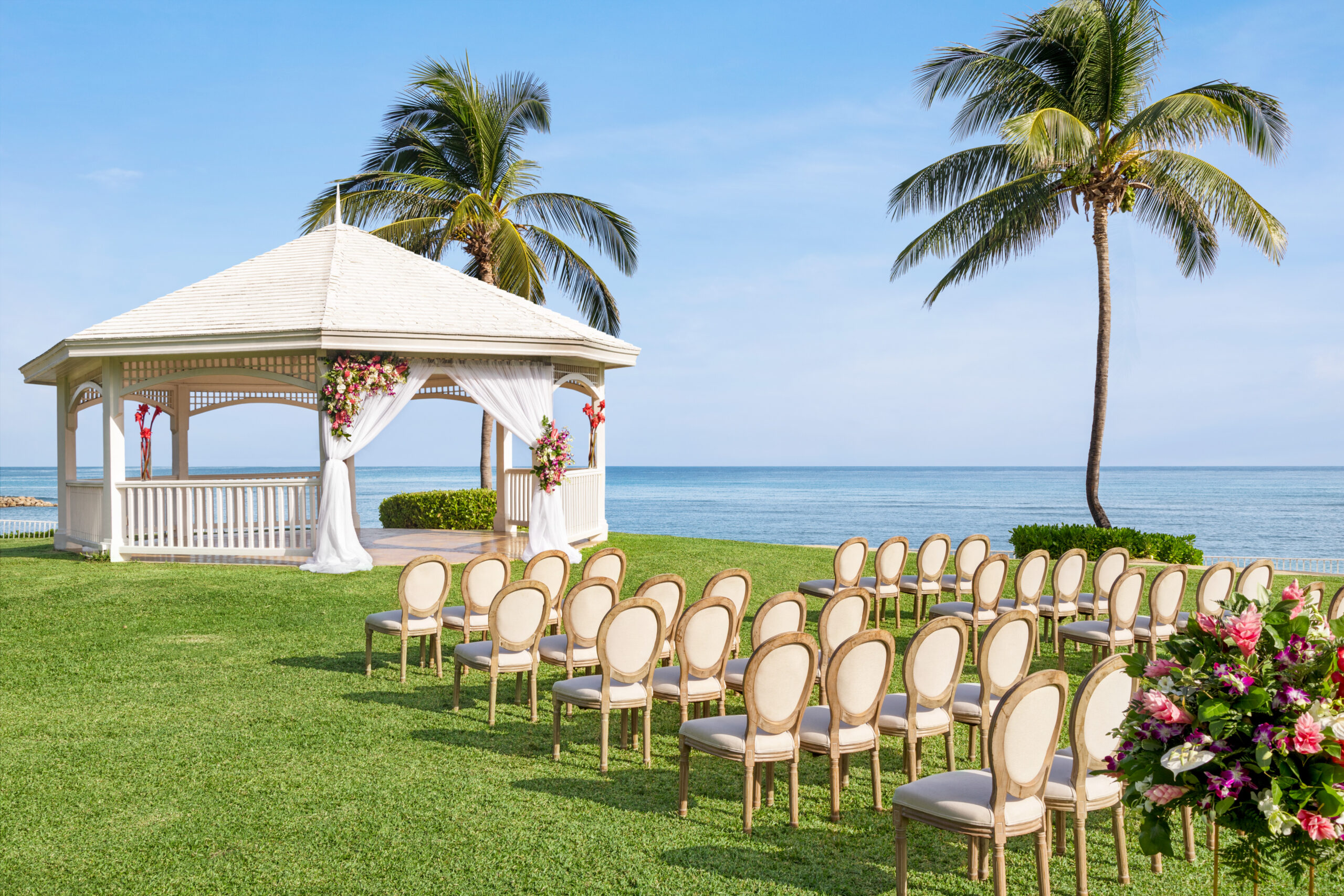 West Lawn Gazebo Ceremony Setup — Dreams Rose Hall Beach