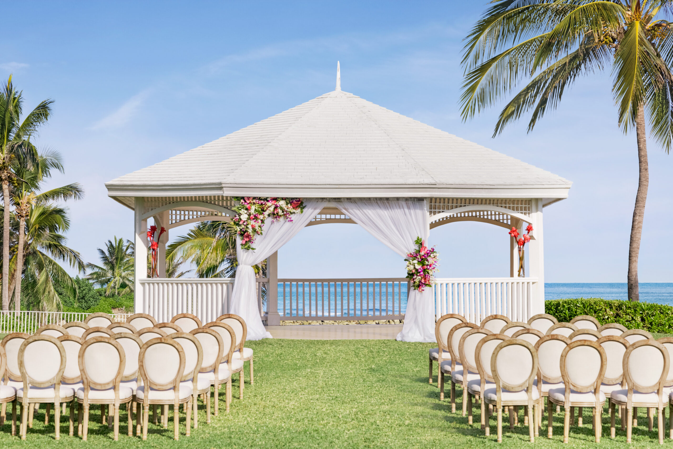 West Lawn Gazebo Ceremony Aisle — Dreams Rose Hall Beach Destination Wedding