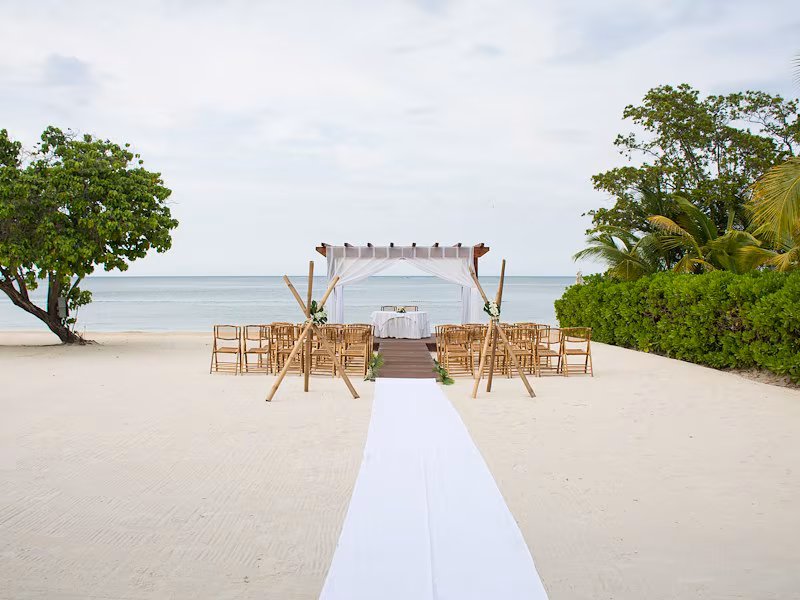 Beachfront Gazebo ceremony — Iberostar Selection Rose Hall Suites destination wedding