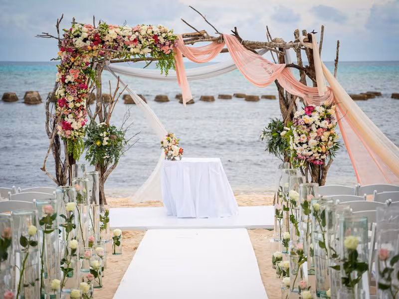 Generations Beach ceremony aisle — Generations Riviera Maya destination wedding venue