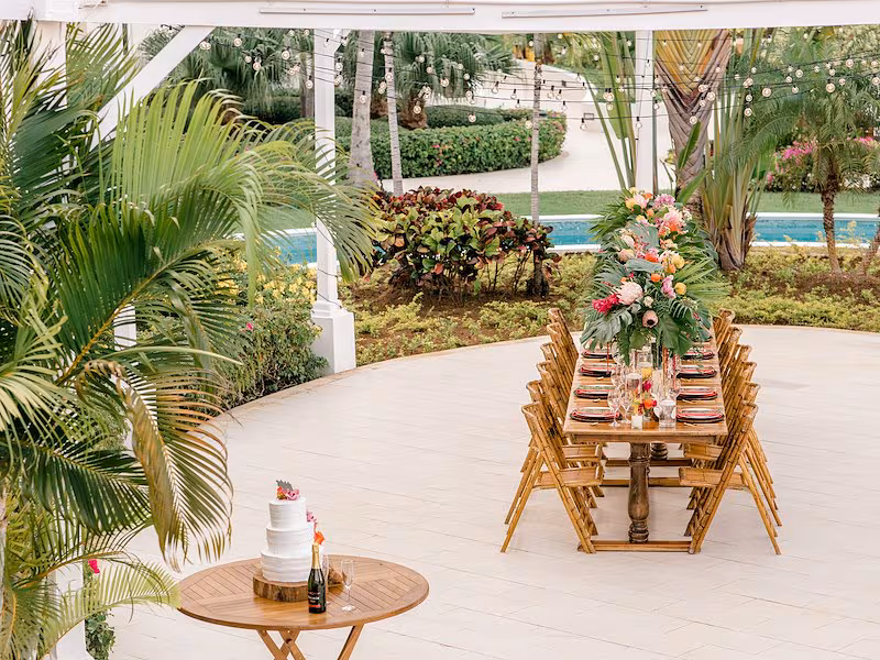 Lazy River Island terrace ceremony — Rose Hall Suites