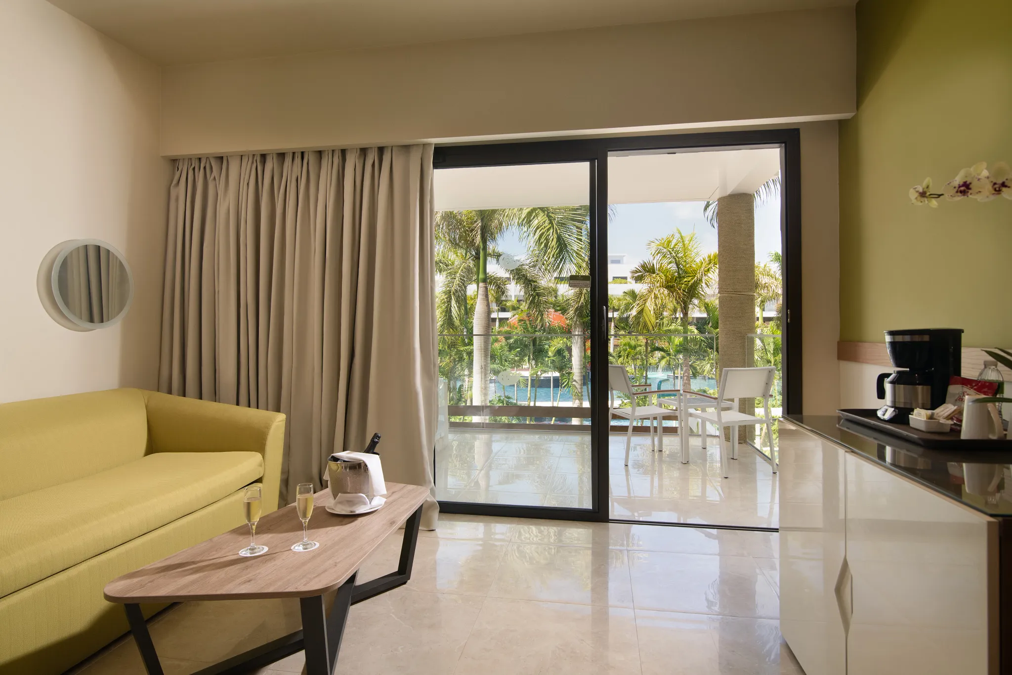 Premium Junior Suite Pool View Living Area — Dreams Onyx