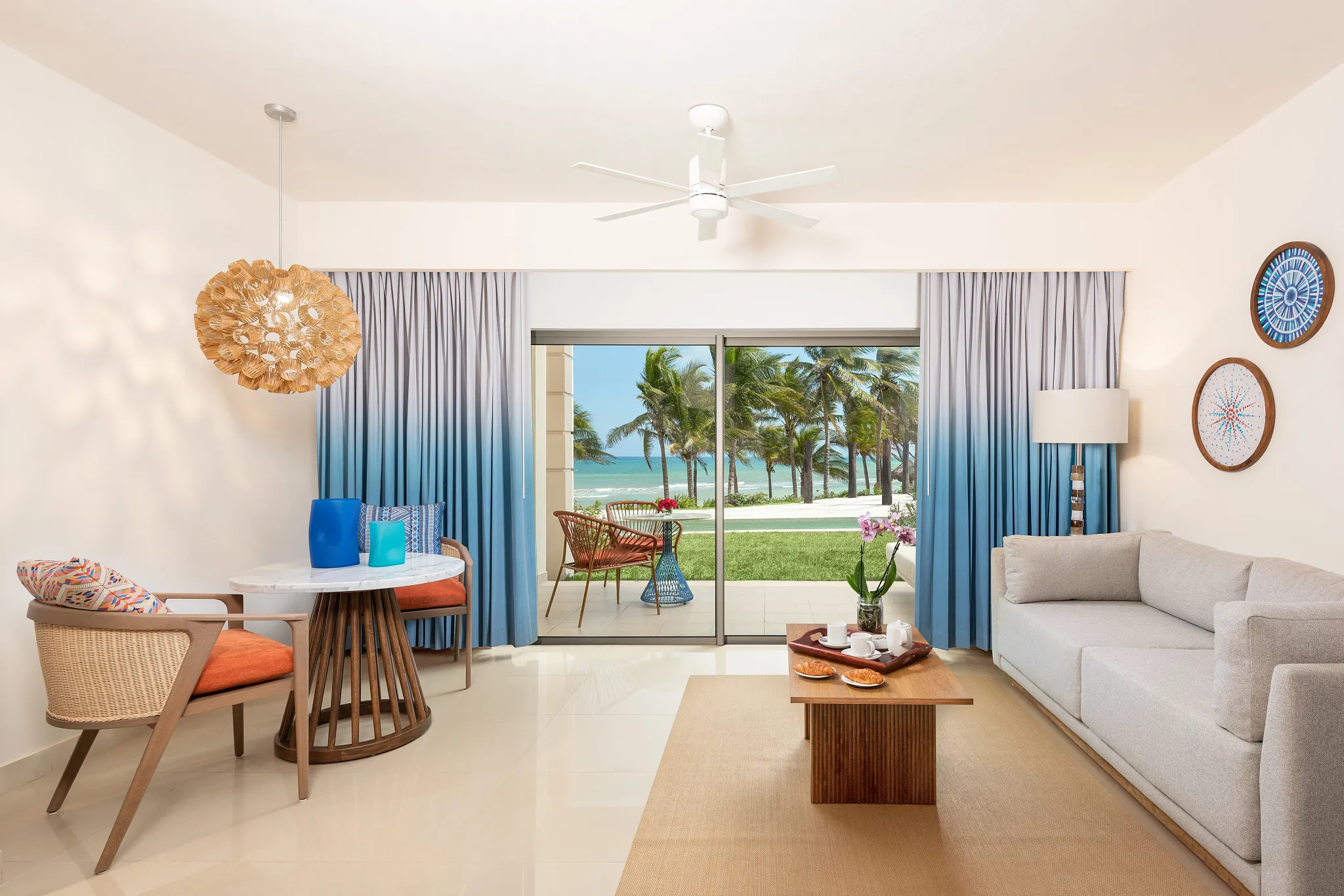 Preferred Club Junior Suite Ocean Front Living Room — Dreams Puerto Morelos