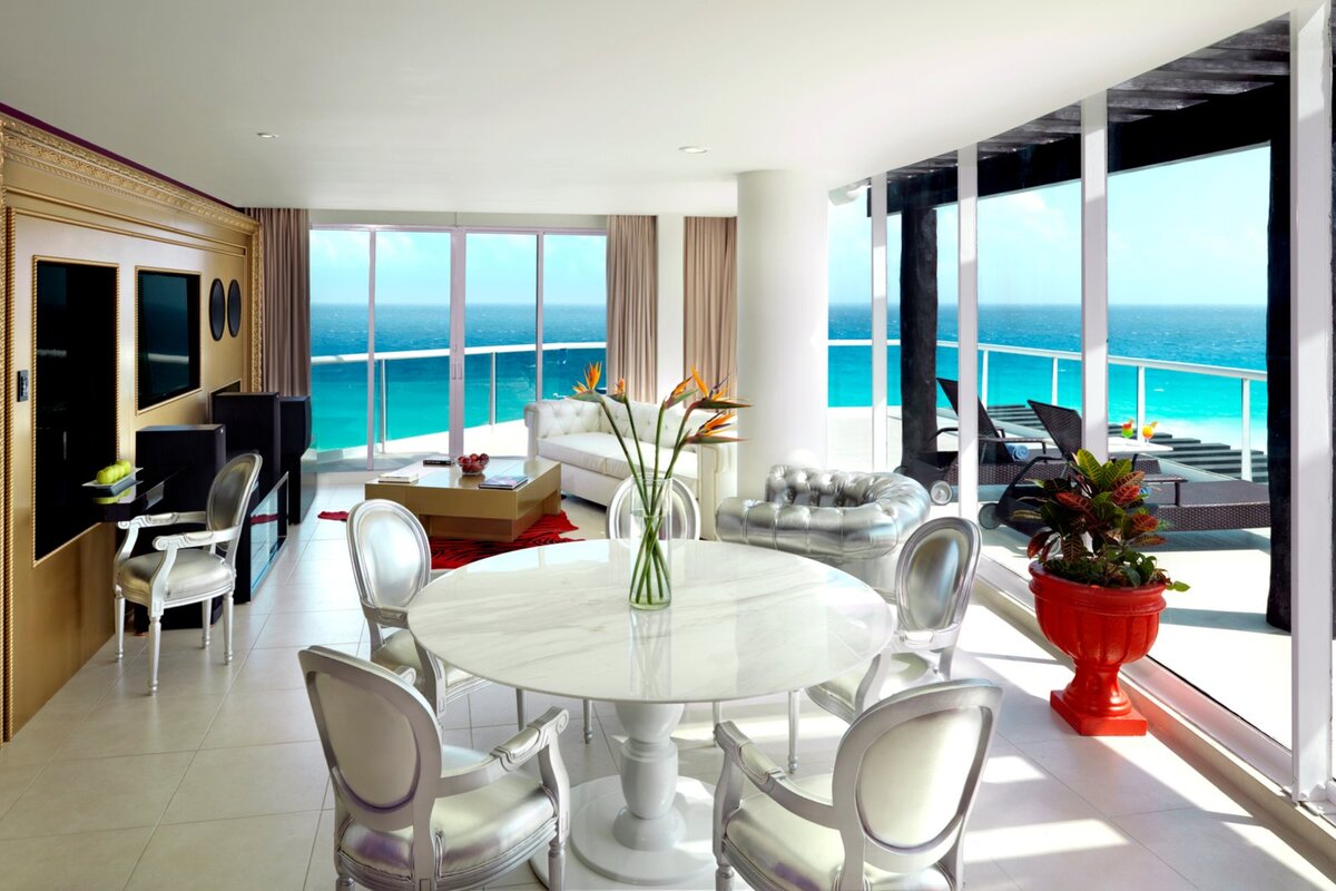 Rock Star Suite Oceanfront Living Room - Hard Rock Hotel Cancun