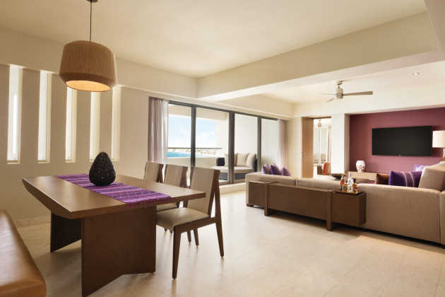 Club Oceanfront Master Suite living area — Hyatt Ziva Cancun