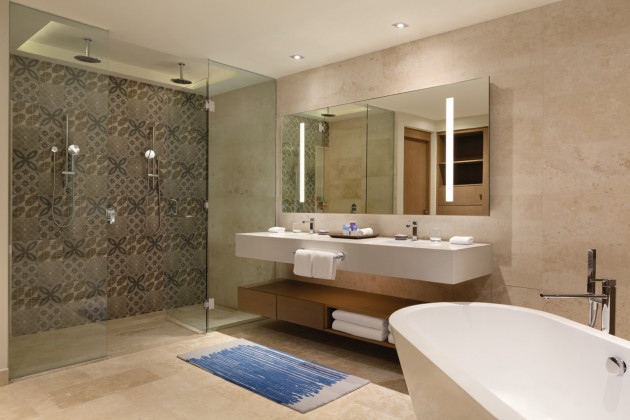Oceanfront Pyramid Suite bathroom — Hyatt Ziva Cancun