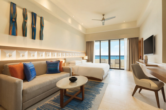 Oceanfront Pyramid Suite king bed — Hyatt Ziva Cancun
