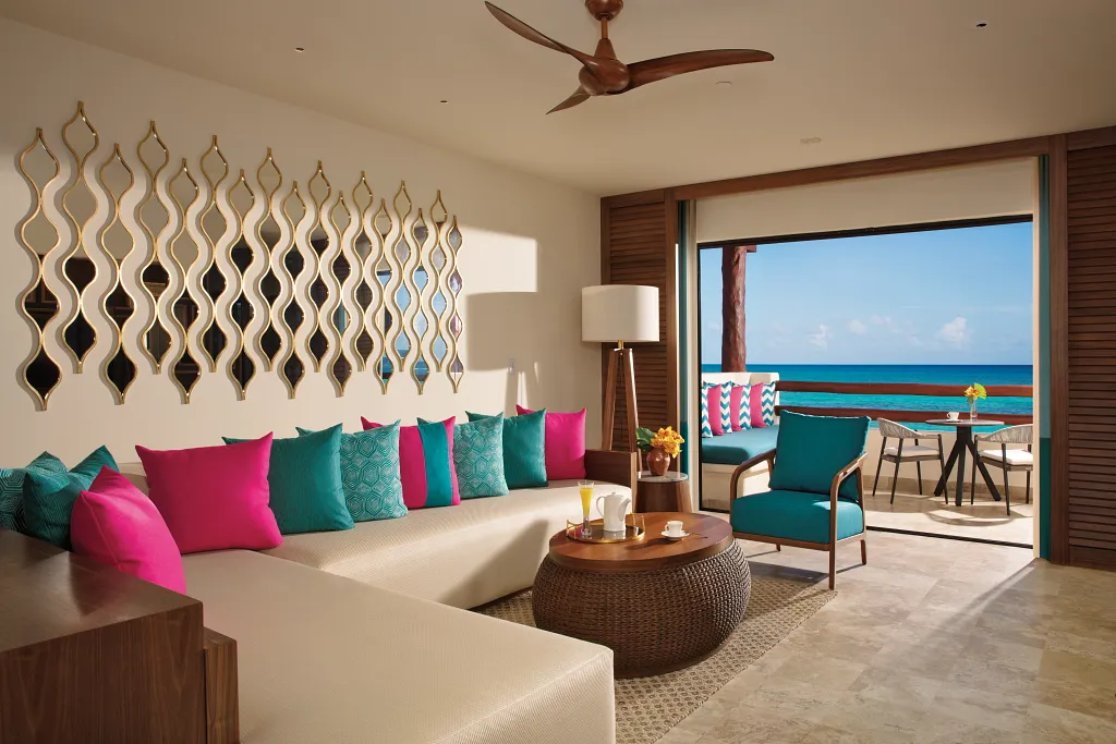 Preferred Club Honeymoon Suite living area — Secrets Maroma Beach