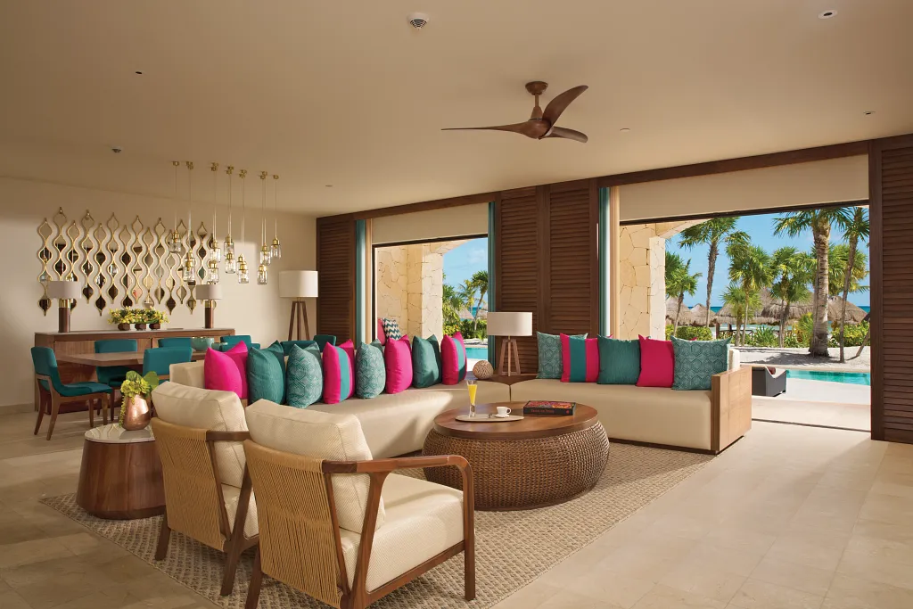Presidential Suite Swim Out living room — Secrets Maroma Beach