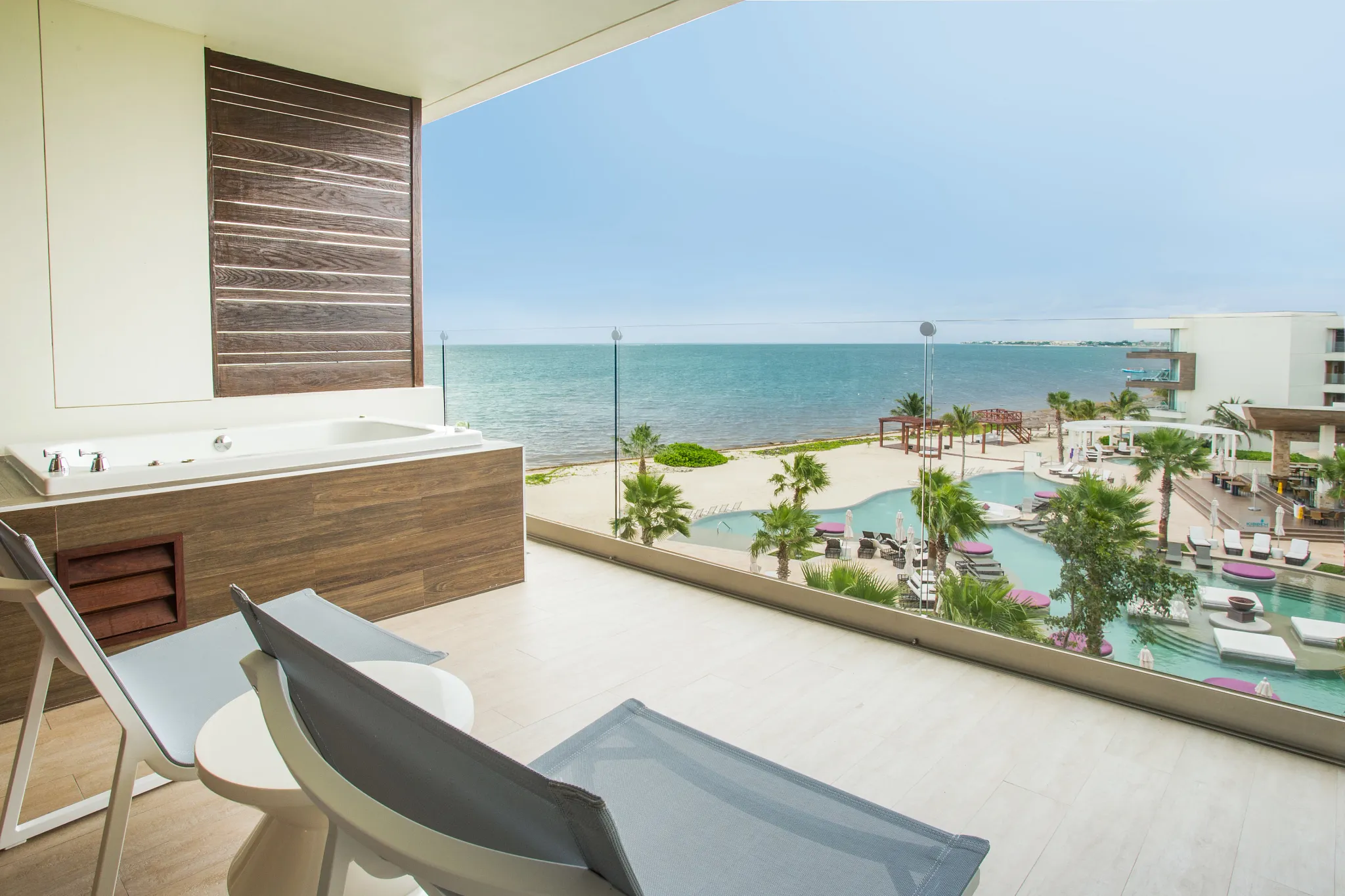 PC Junior Suite Ocean View terrace at Secrets Riviera Cancun