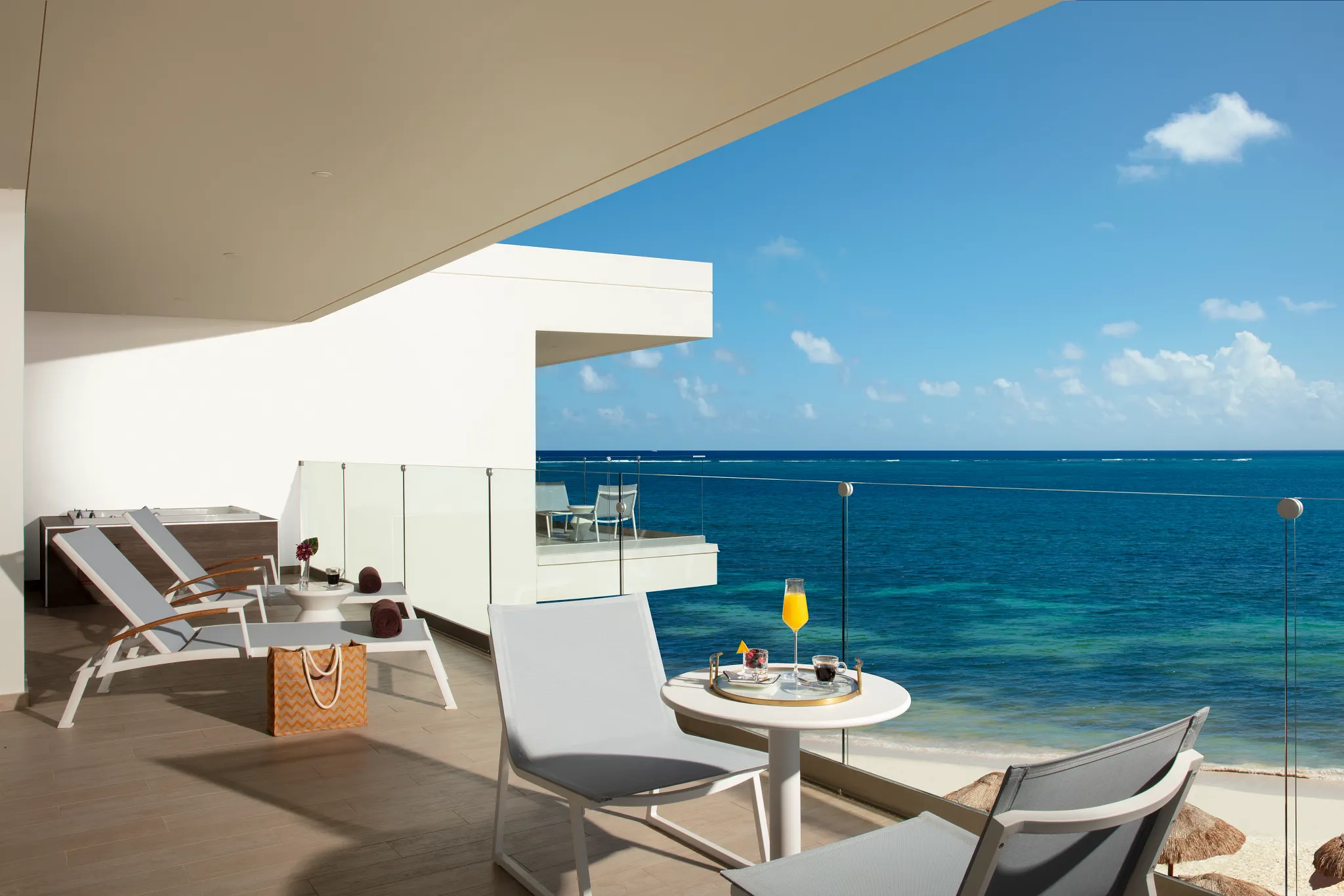 PC Master Suite Ocean Front terrace at Secrets Riviera Cancun