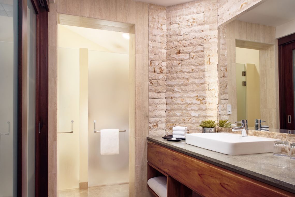 Deluxe Junior Suite bathroom vanity — Westin Playa Conchal