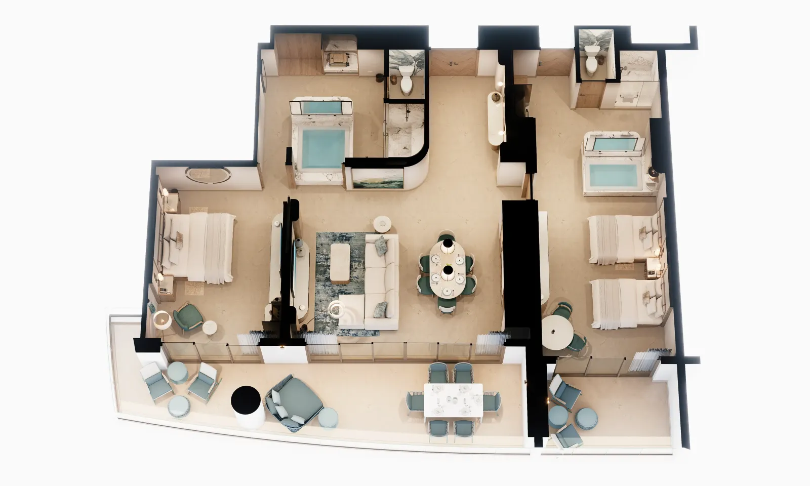 Two Bedroom Presidential Suite floor plan
