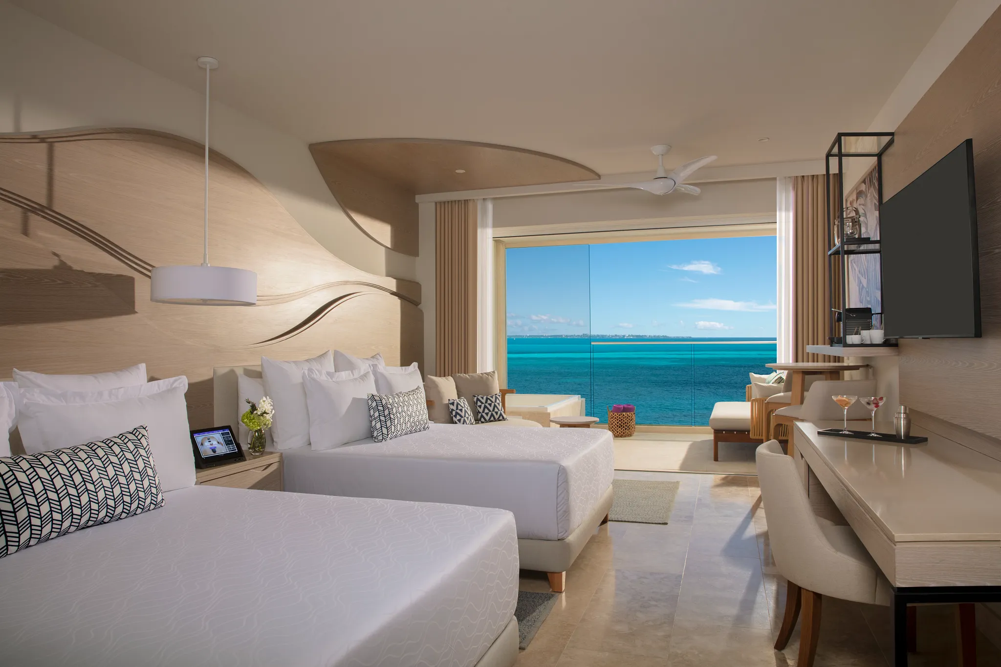 xhale club Jr. Suite Upper Ocean Front double beds — Breathless Cancun Soul