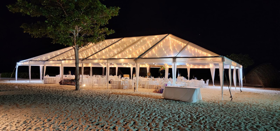 Private Dream Island beach setup — Princess Grand Jamaica