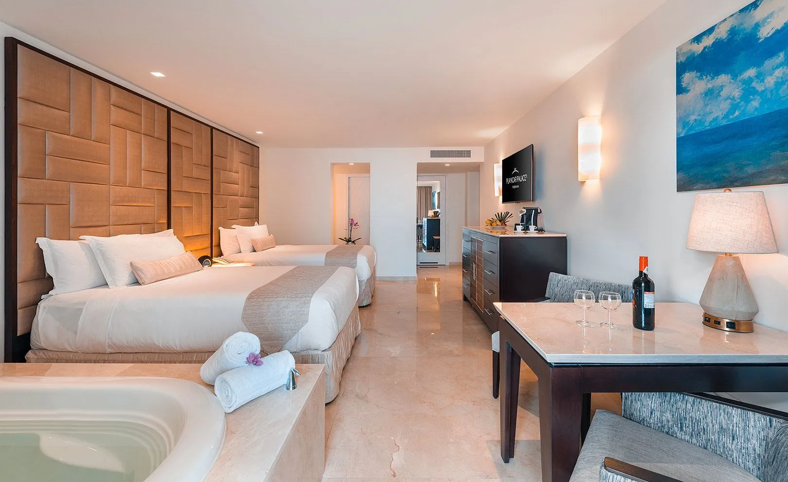 Superior Deluxe Partial Ocean View double beds at Playacar Palace