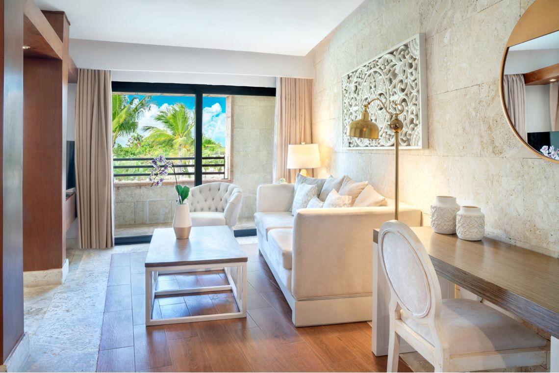 Castle Junior Suite seating area — Sanctuary Cap Cana