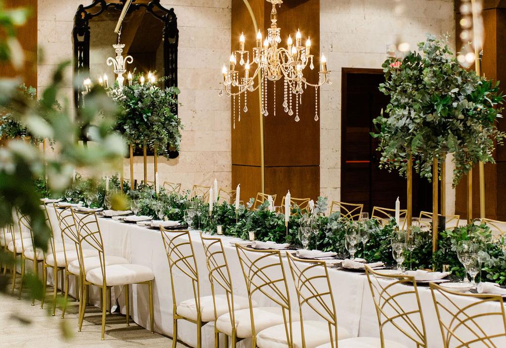 Sanctuary Ballroom floral reception setup — Sanctuary Cap Cana destination wedding