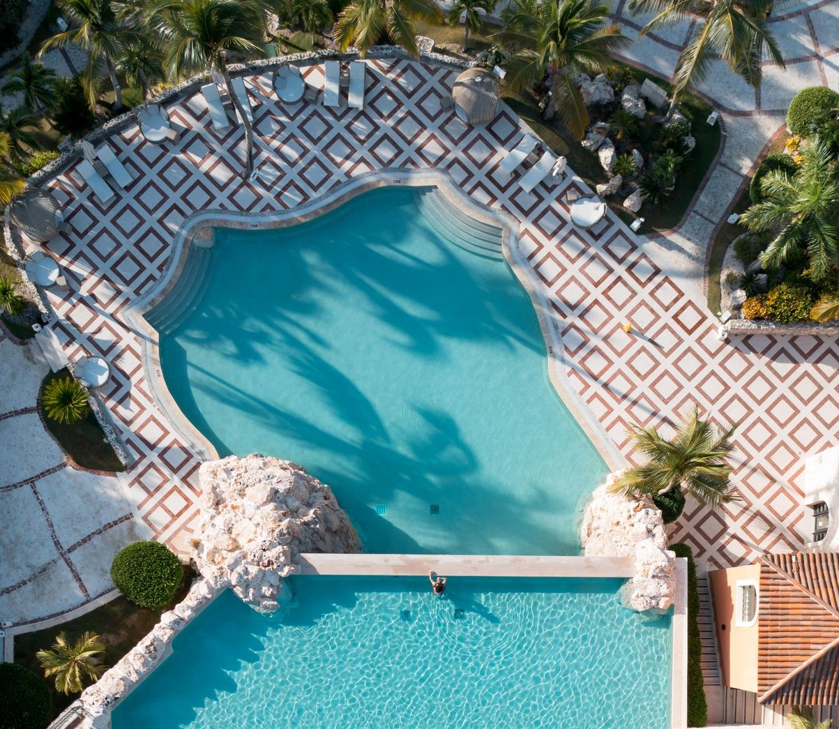 Cascade Pool aerial view — Sanctuary Cap Cana destination wedding