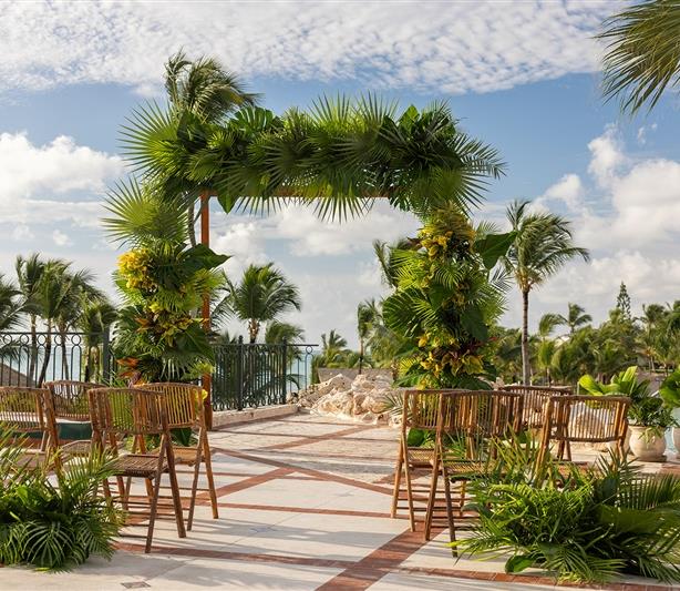 Sunset Terrace colonial ceremony — Sanctuary Cap Cana destination wedding