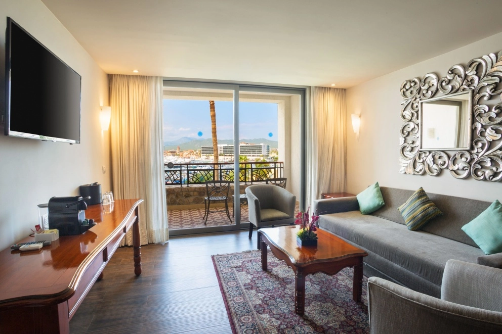 Casita Suite seating area at Sandos Finisterra