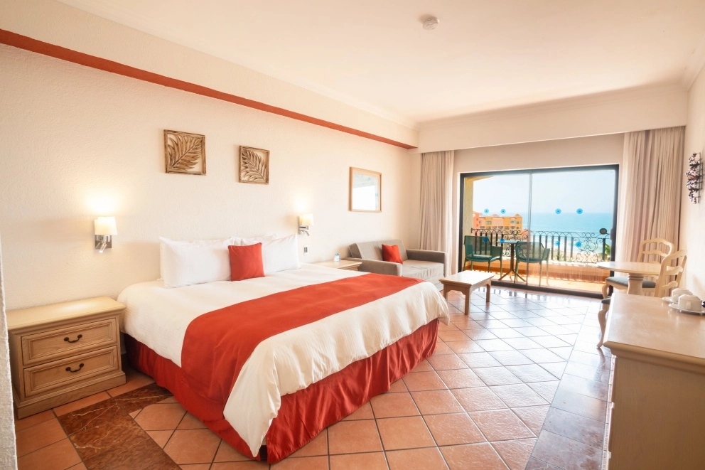 Junior Suite Ocean View king bed at Sandos Finisterra