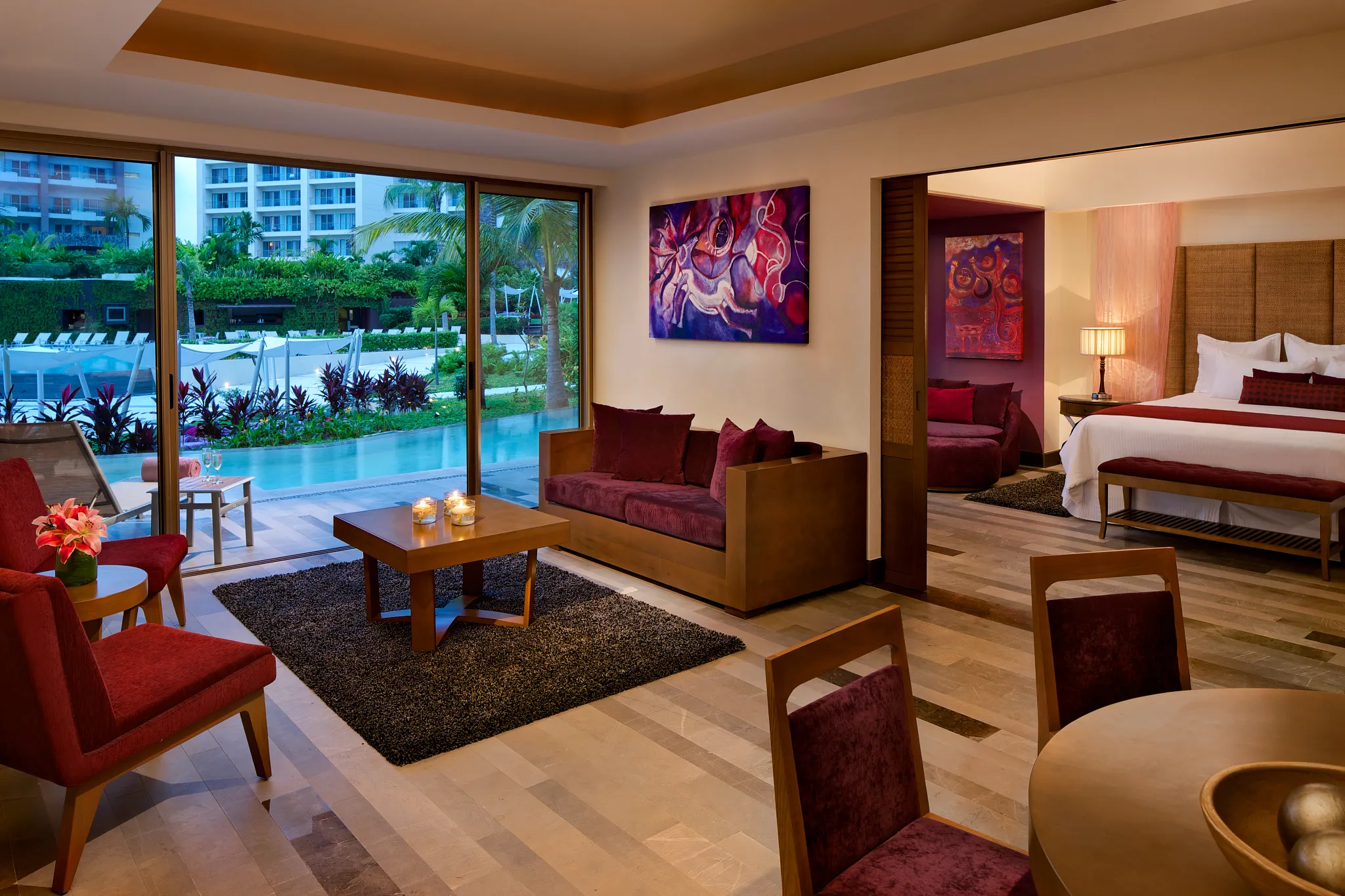 Preferred Club Master Suite Swim Out Garden View living area — Secrets Vallarta Bay