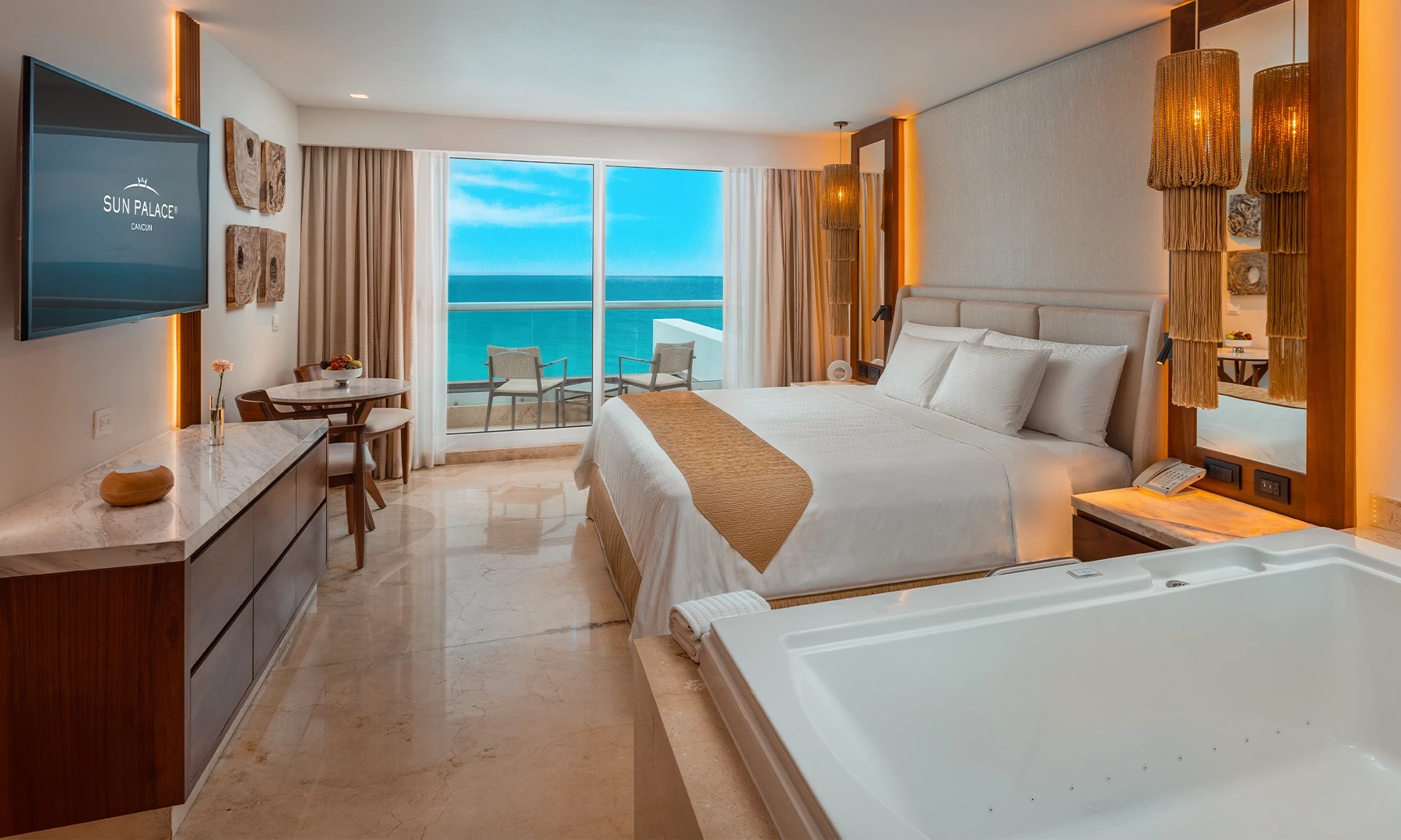 Superior Deluxe Ocean View suite at Sun Palace Cancun