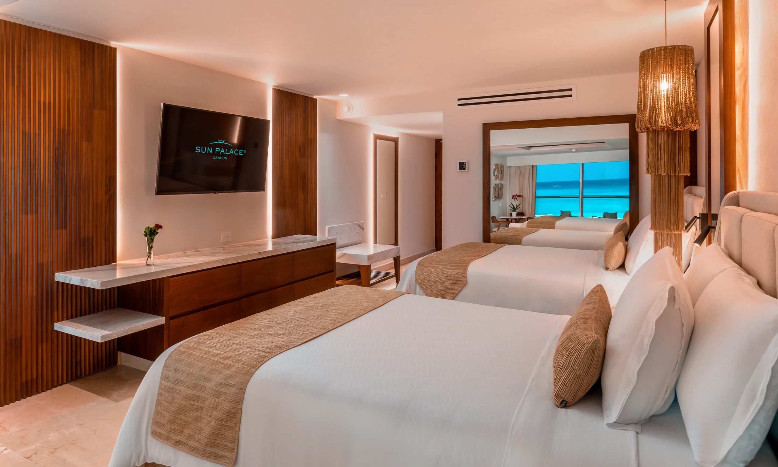 Double beds in Superior Deluxe Standard Ocean room