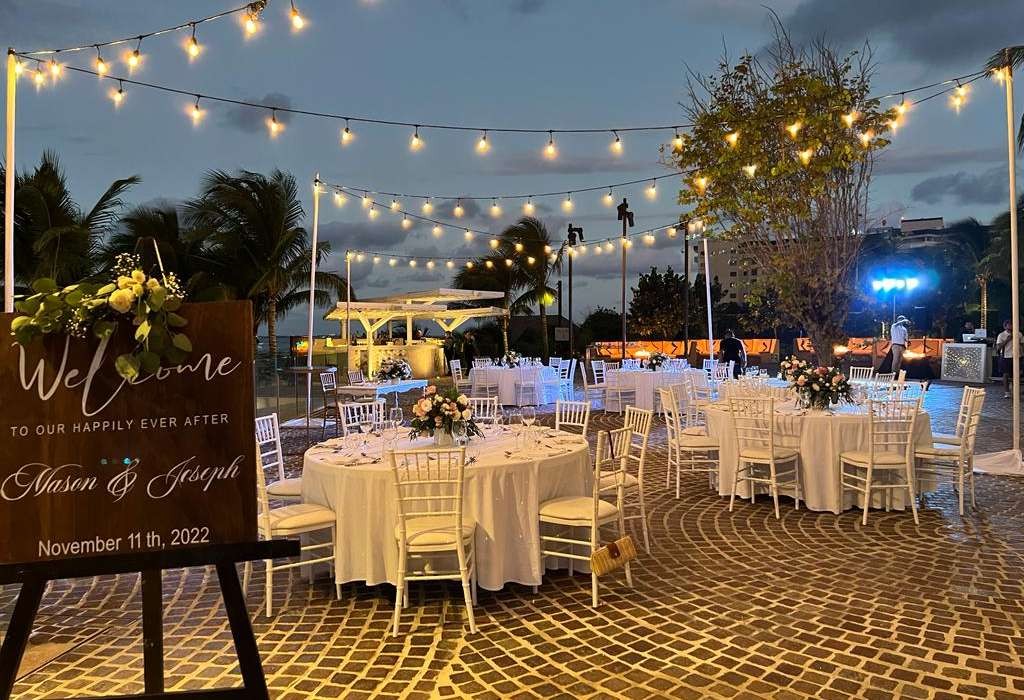 Fire Pit Plaza night reception — Breathless Cancun Soul