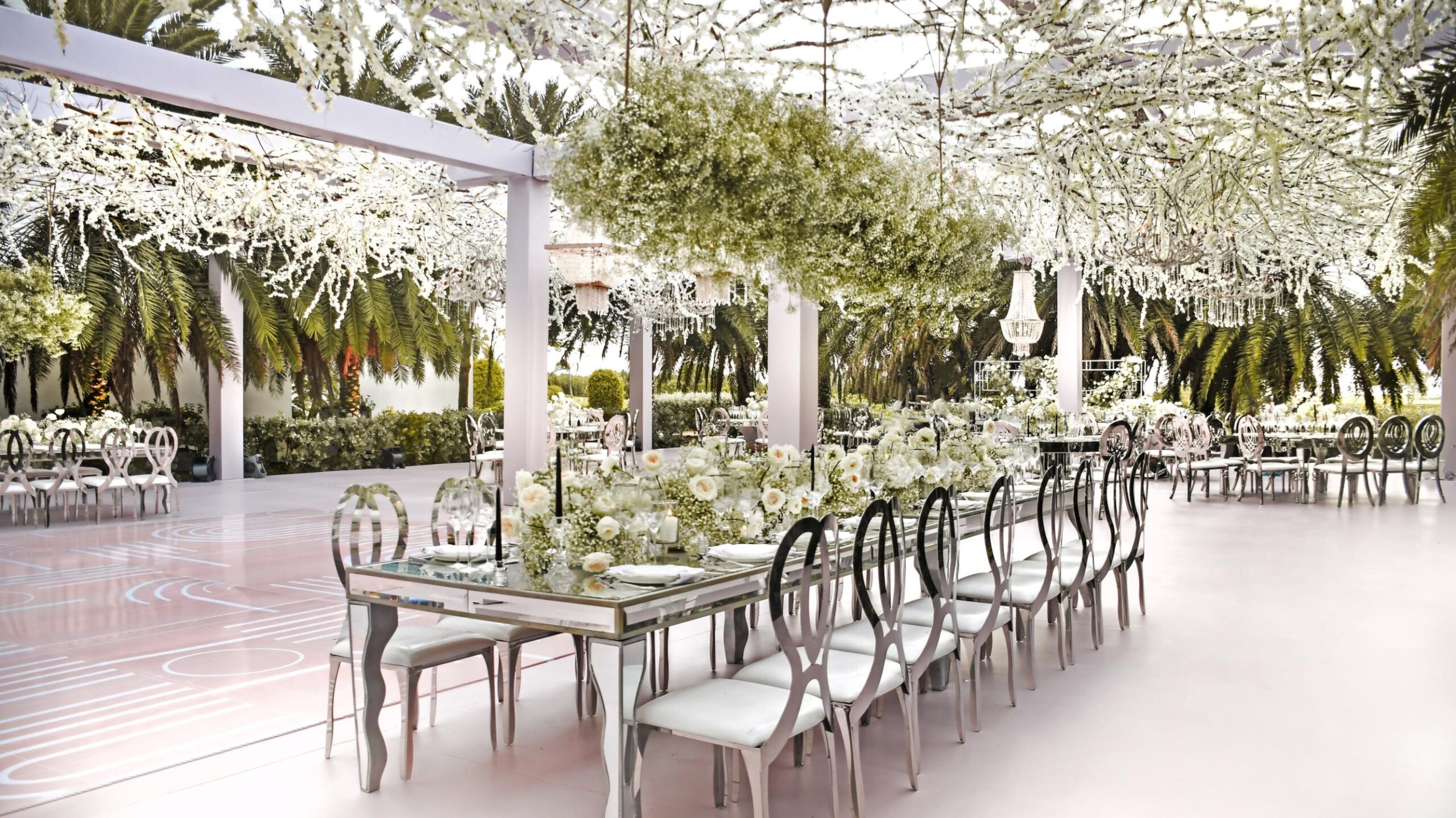 Garden Reception Pergola With White Florals — Dreams Karibana Cartagena