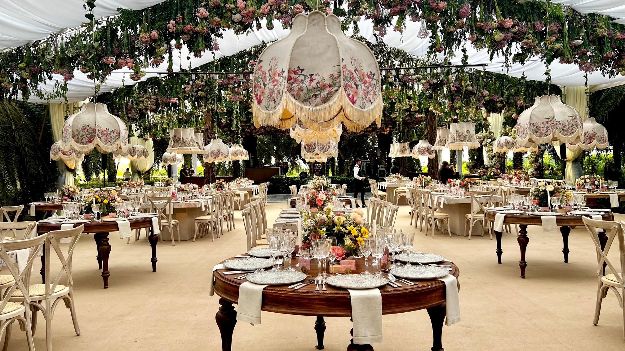 Garden Reception With Pink Floral Canopy — Dreams Karibana Cartagena