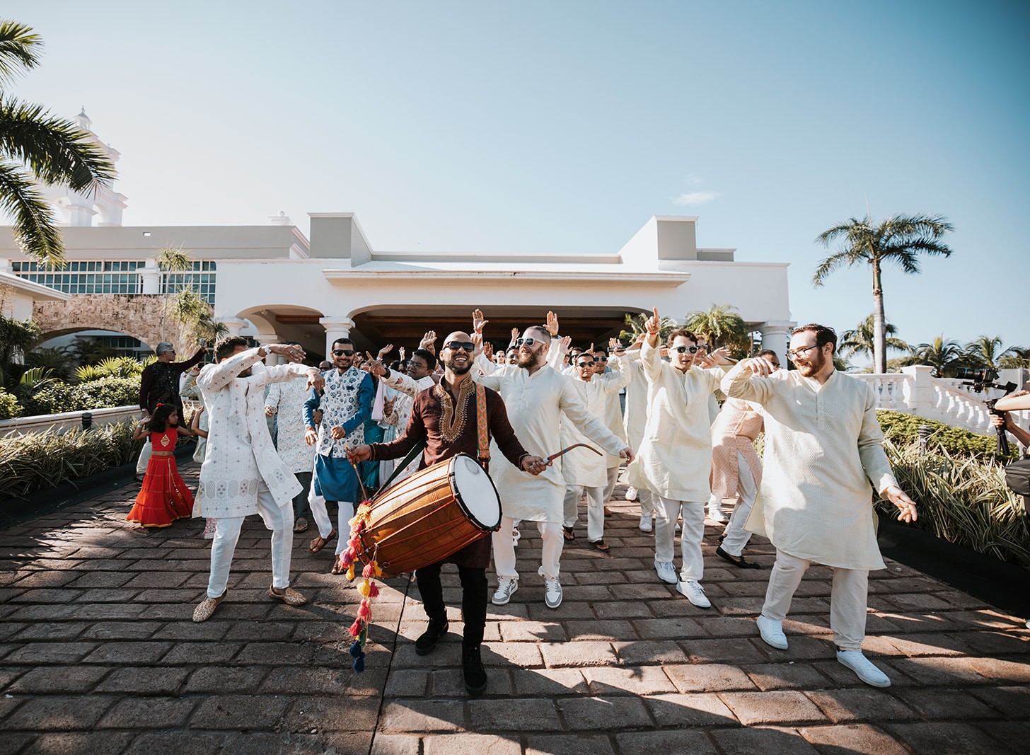 Baraat procession with groom on horse