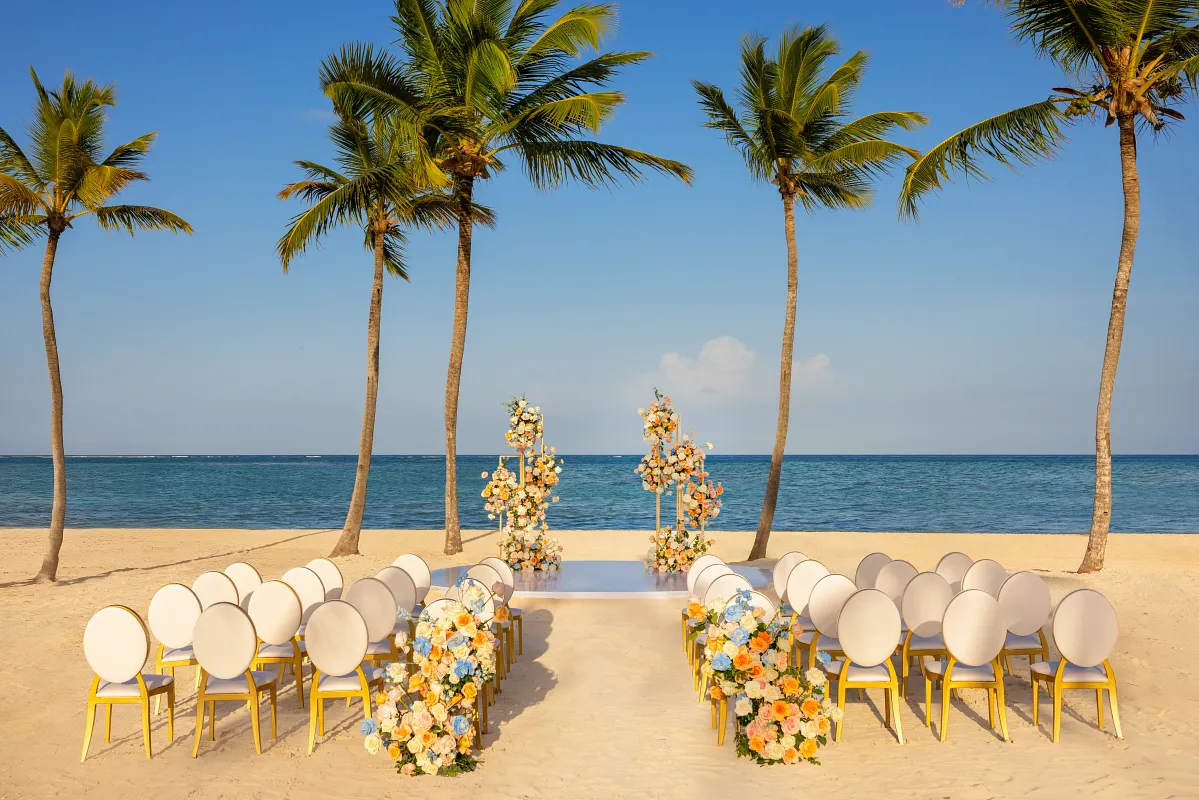Beach ceremony — Dreams Cap Cana destination wedding