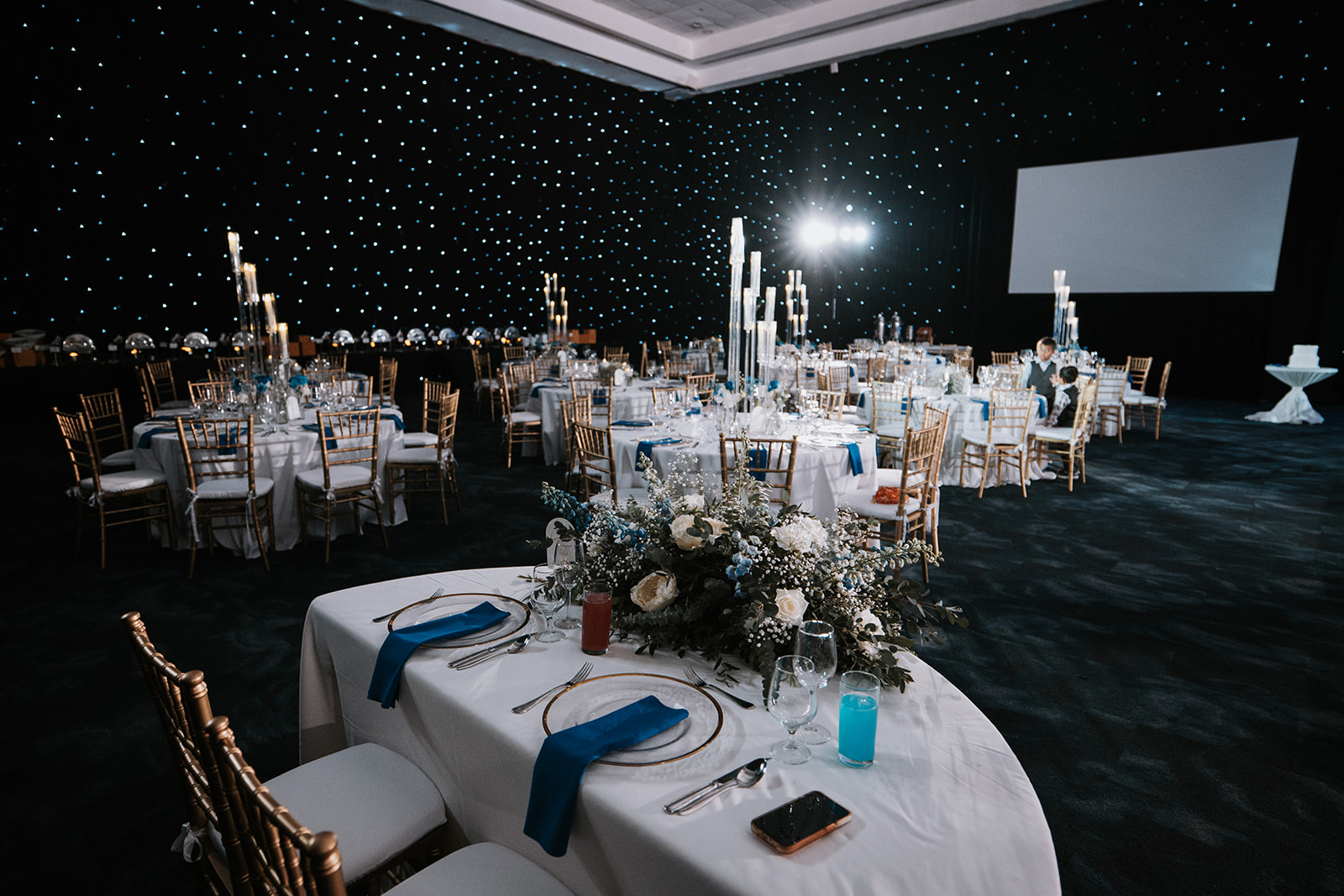 Indian wedding reception with grand décor