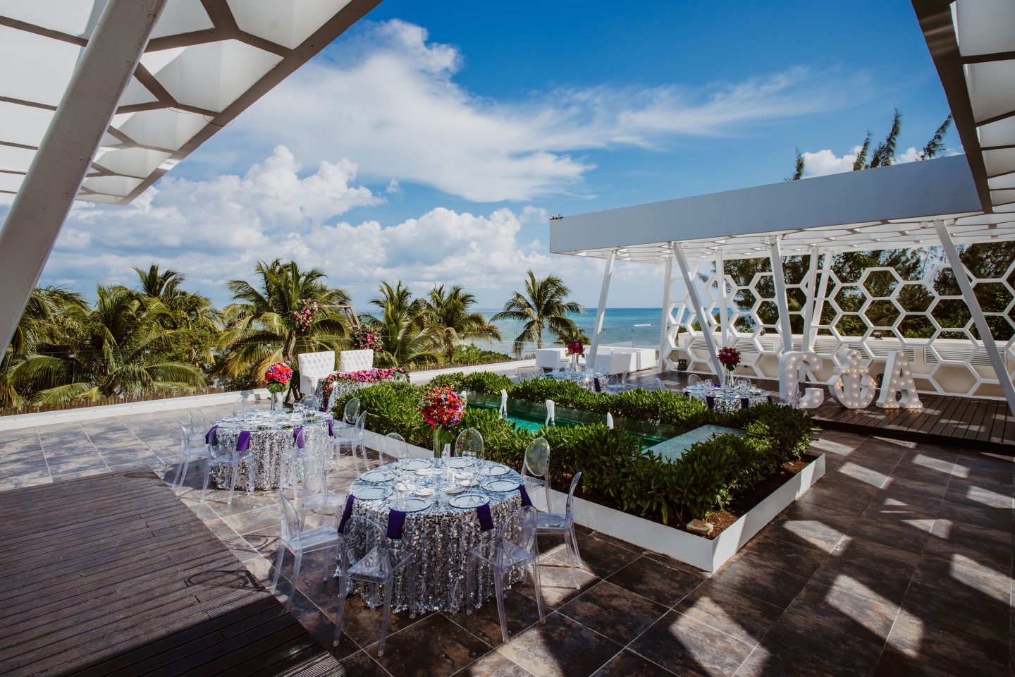 Sandos Caracol rooftop terrace wedding