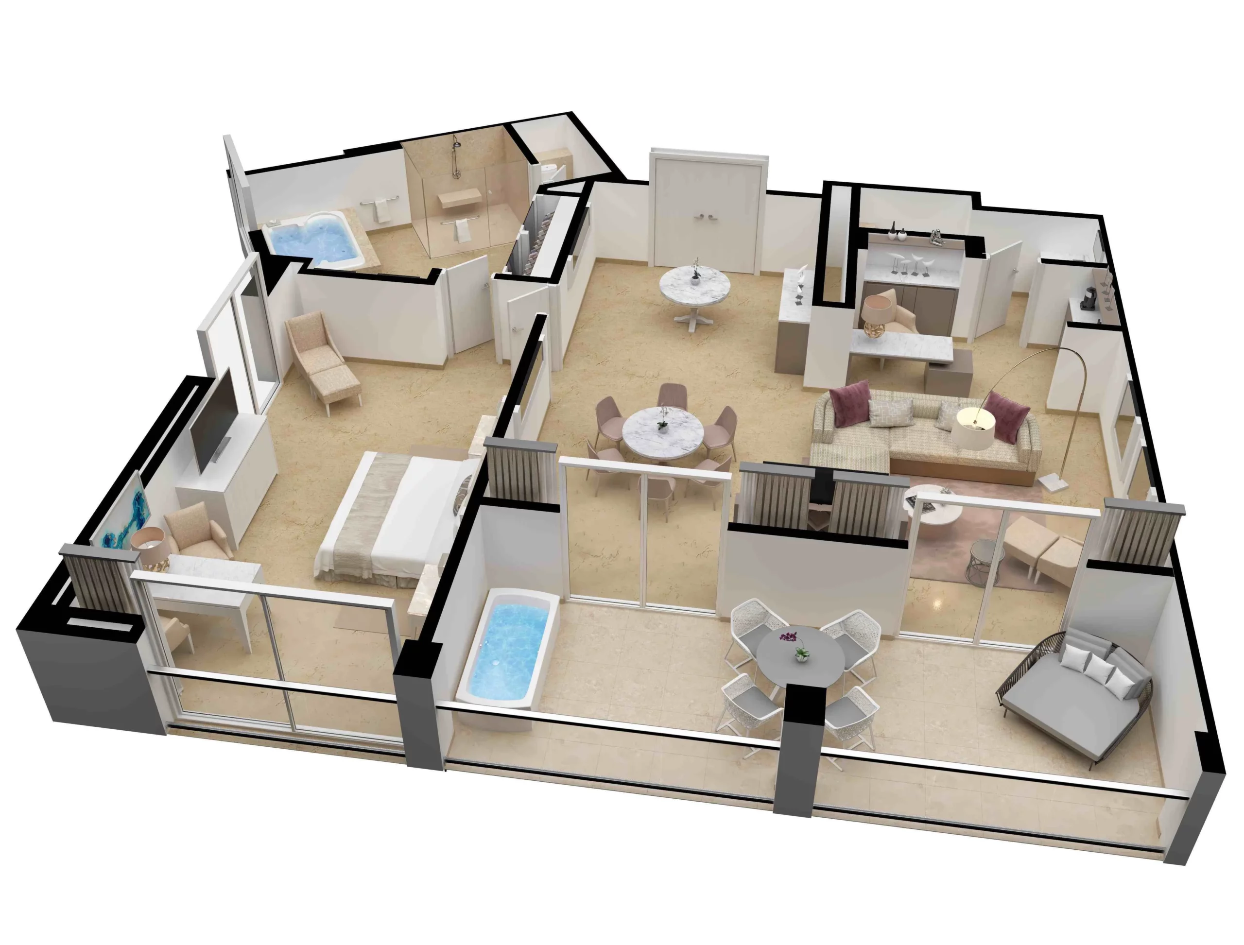 Royale Presidential Suite One Bedroom Layout — Le Blanc Cancun