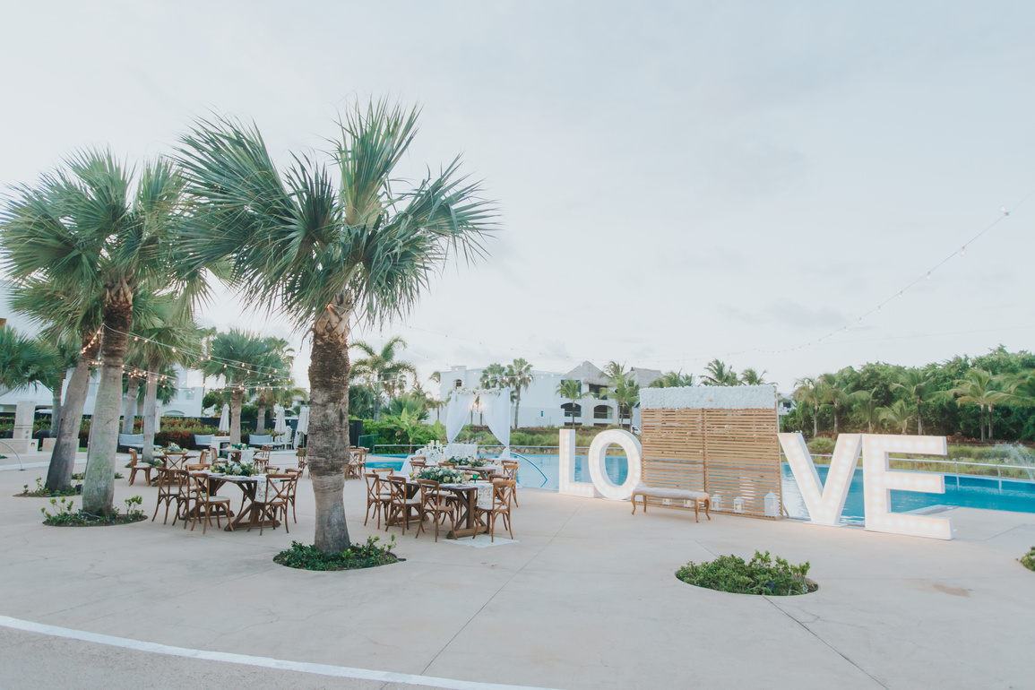 Sax Pool wedding setup — Hard Rock Hotel Punta Cana