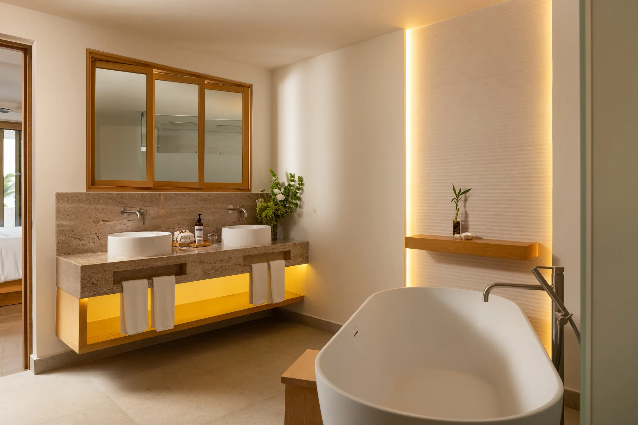 Preferred Club Master Suite Ocean View bathroom — Secrets Playa Mujeres
