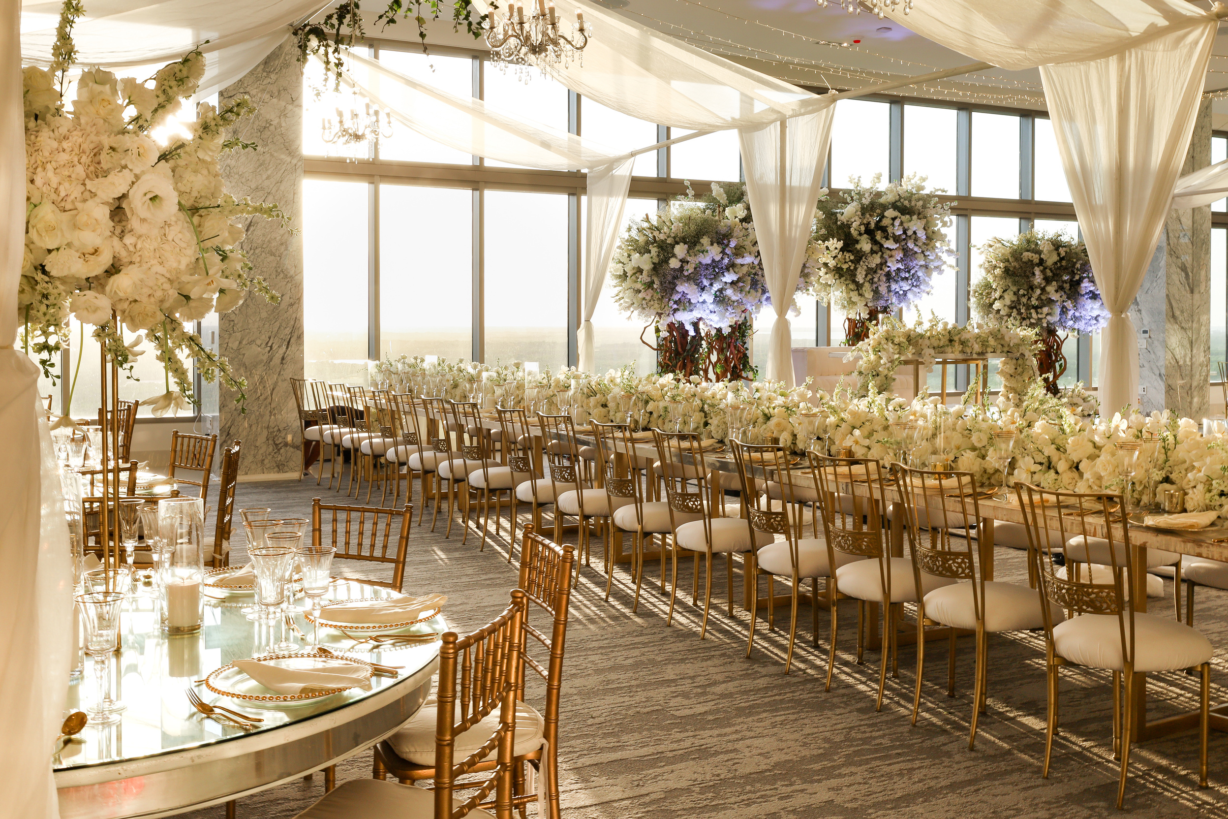 Sky Ballroom floral reception — Garza Blanca Cancun